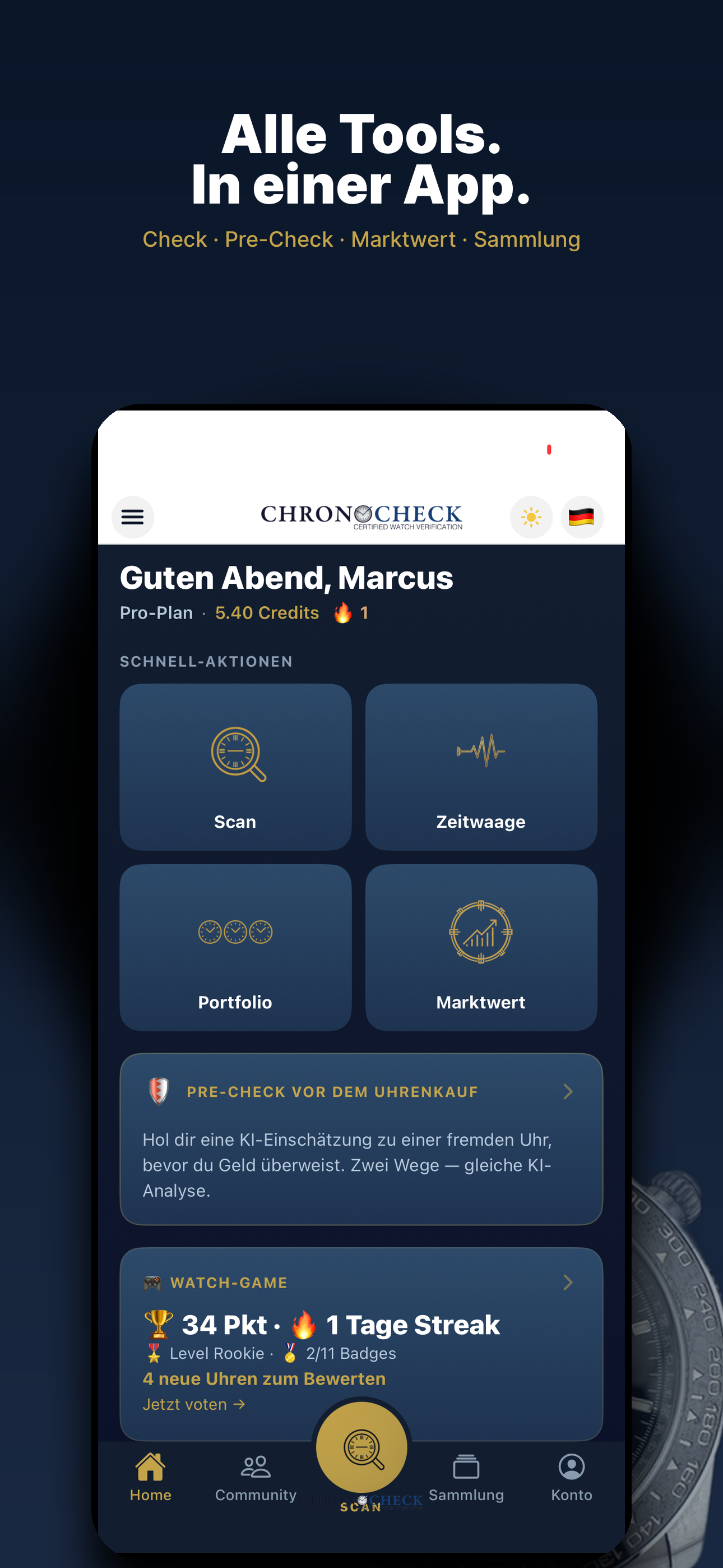 ChronoCheck Home Dashboard